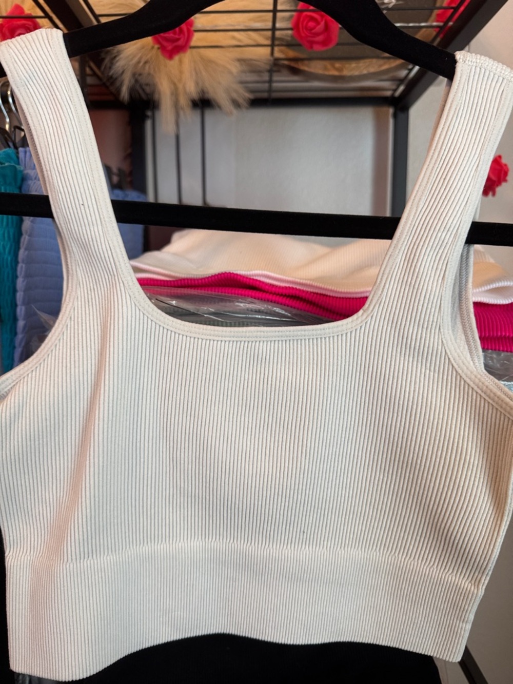 Zenana Bone Ribbed Tank Crop Top